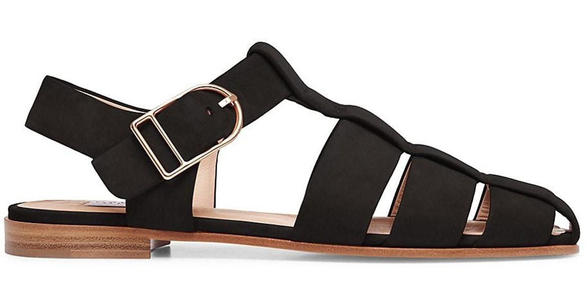 Gabriela Hearst Lynn Suede Fisherman Sandals in Black | Lyst