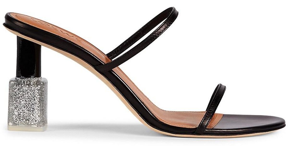 Loewe Nail Polish Leather Strappy Sandals in Black Silver (Black) Lyst
