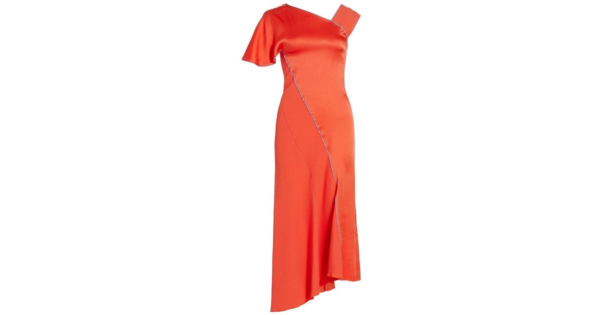 Victoria Beckham Spiral Seam Midi-dress in Red | Lyst