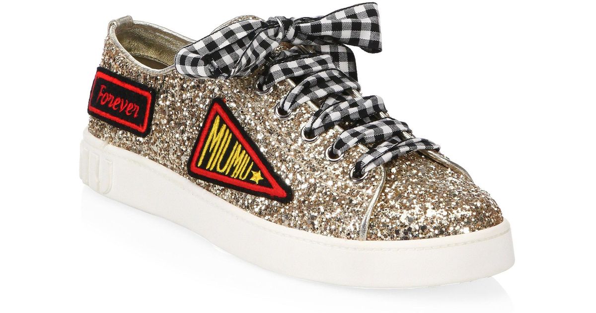 miu miu gold glitter sneakers