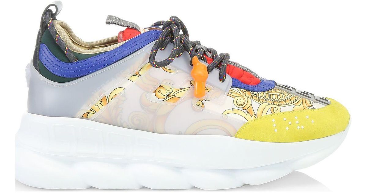 Versace Leather Baroque Chain Reaction Runners for Men - Lyst