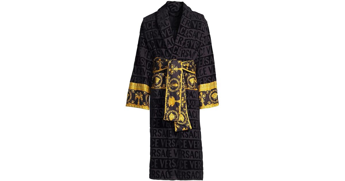versace embroidered logo baroque bathrobe