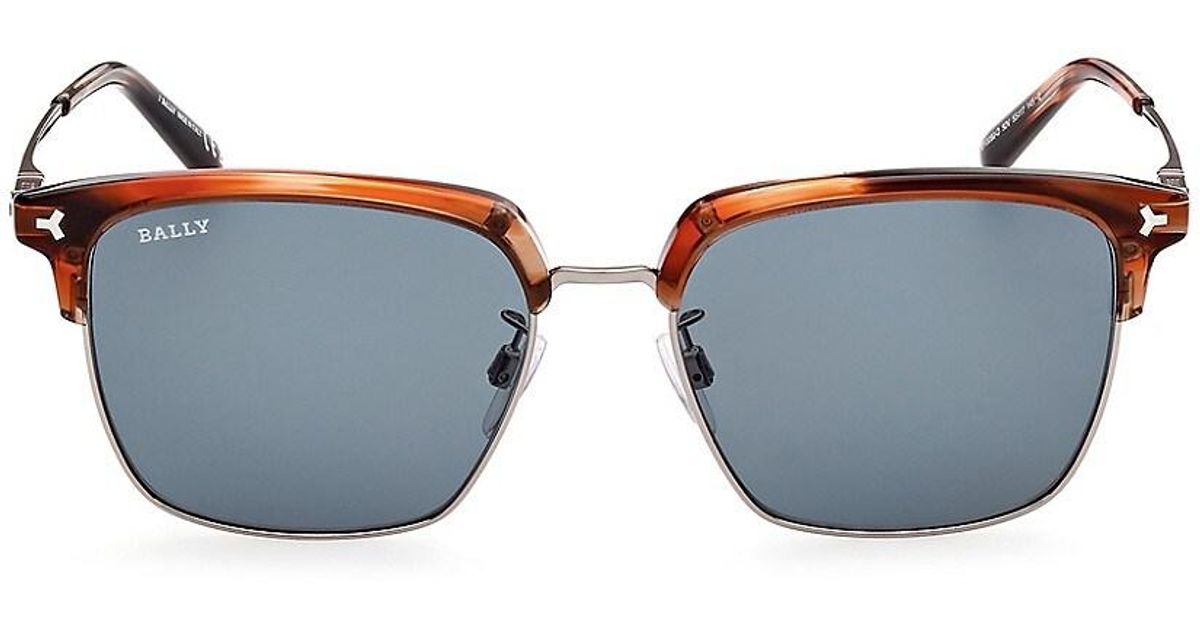 Bally Browline 55mm Square Sunglasses in Brown (Blue) for Men Lyst