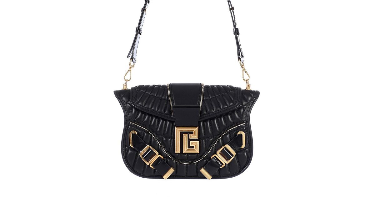 Balmain Blaze Quilted Leather Shoulder Bag in Black Lyst