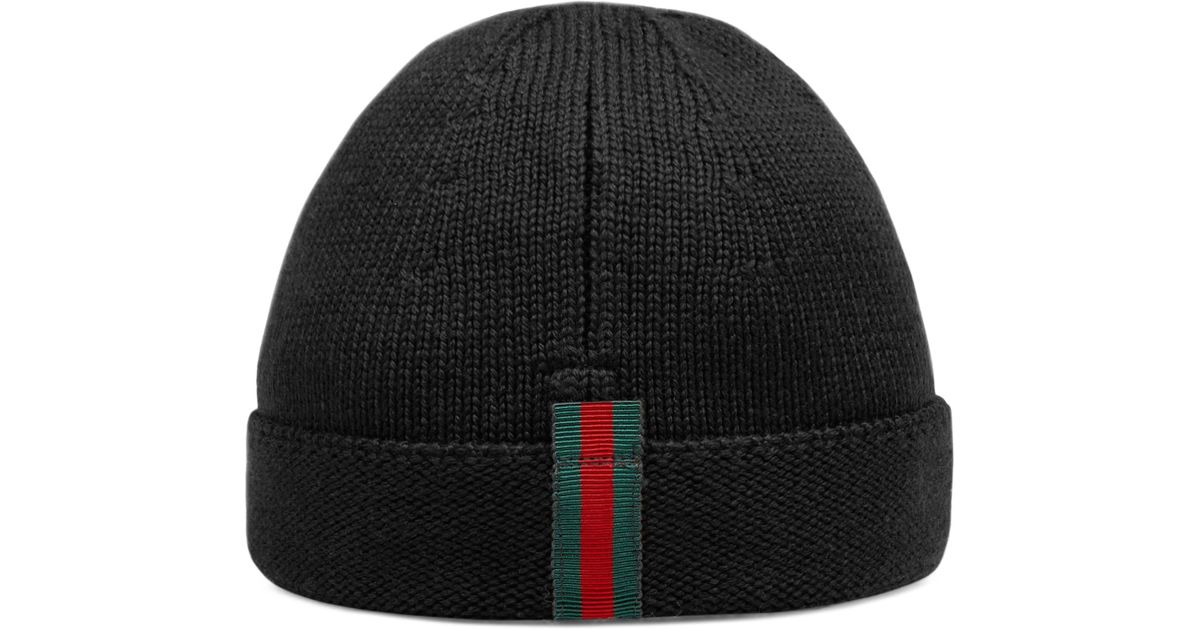 gucci web trim beanie hat