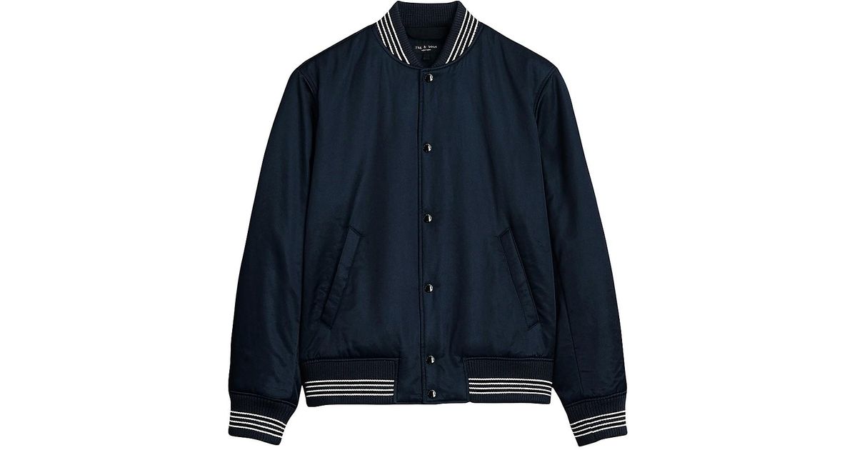 Rag & Bone Dugout Satin Baseball Jacket in Blue for Men Lyst