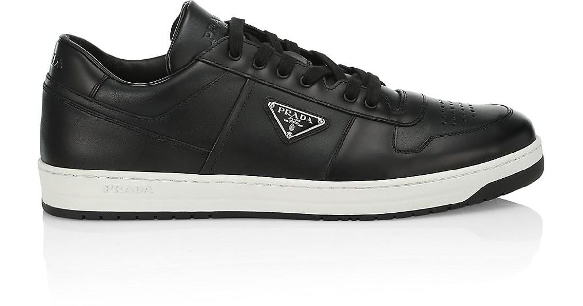 Prada Leather Downtown Lace-up Tennis Shoes in Nero (Black) for Men | Lyst