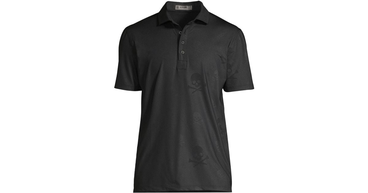 G/FORE Synthetic Skull-embossed Polo in Onyx (Black) for Men | Lyst
