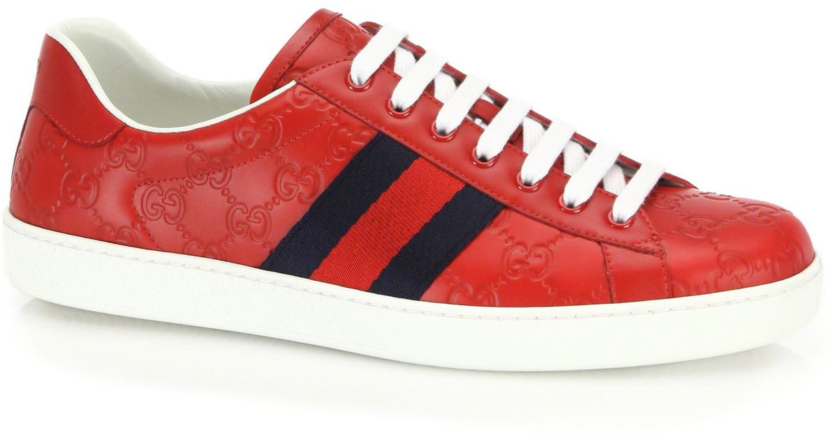 Gucci Leather Ace Signature Sneaker in 