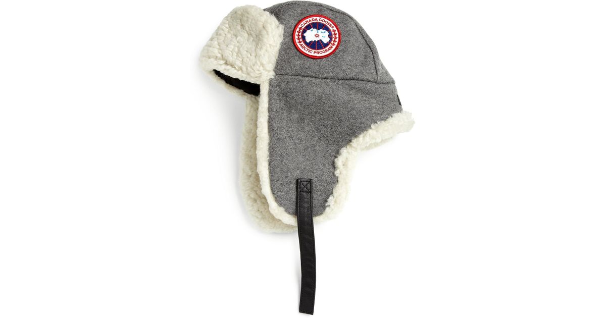 Canada Goose Merino Wool Shearling Pilot Hat in Grey (Gray) for Men Lyst