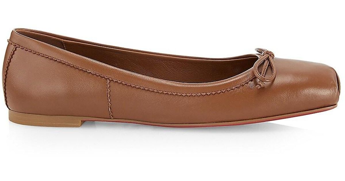 Christian Louboutin Mamadrague Leather Ballerina Flats in Brown | Lyst
