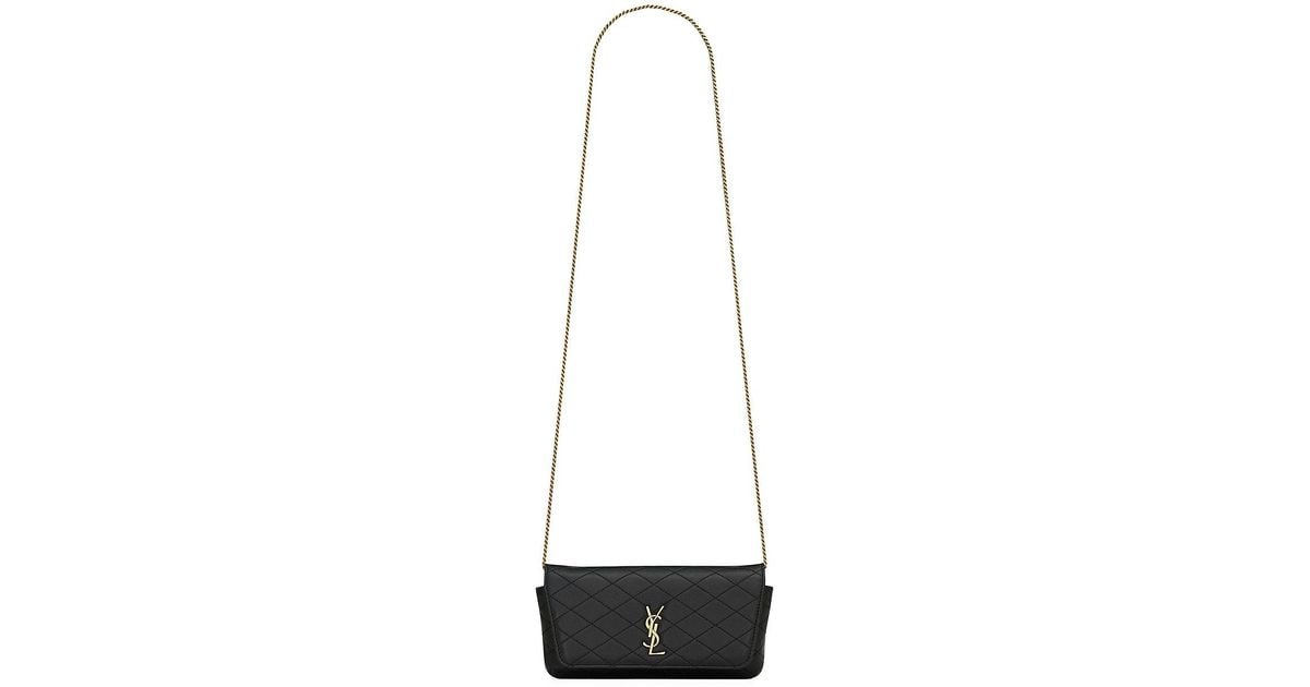 Saint Laurent Gaby Phone Holder In Quilted Leather in White | Lyst