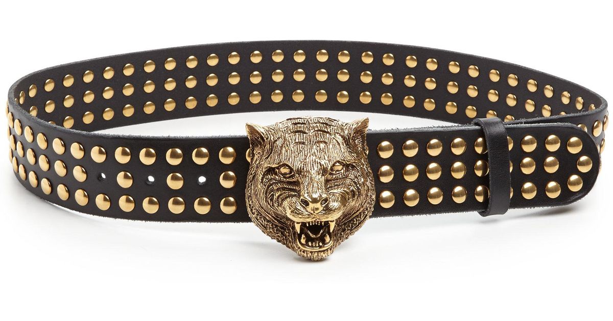 Gucci Feline Studded Leather Belt in 