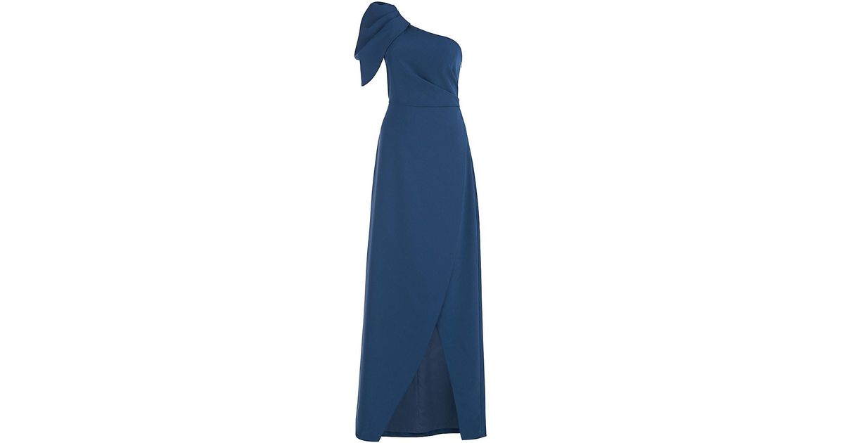 Kay Unger Briana Draped One-shoulder Gown in Blue | Lyst