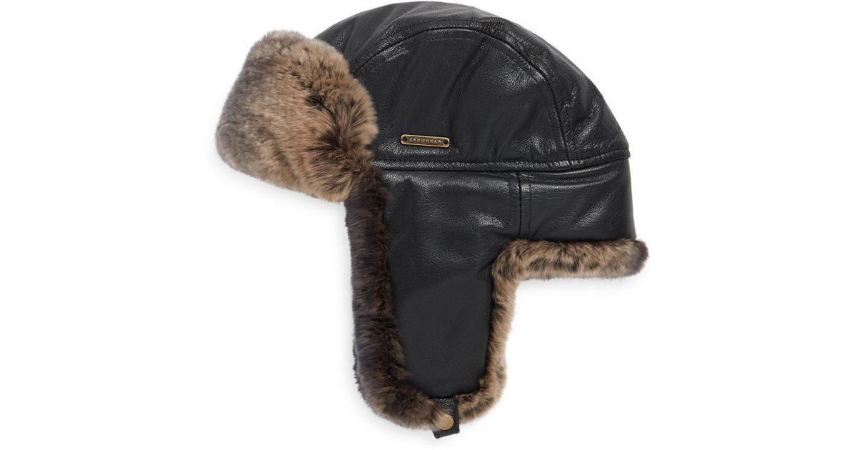 leather hat with fur