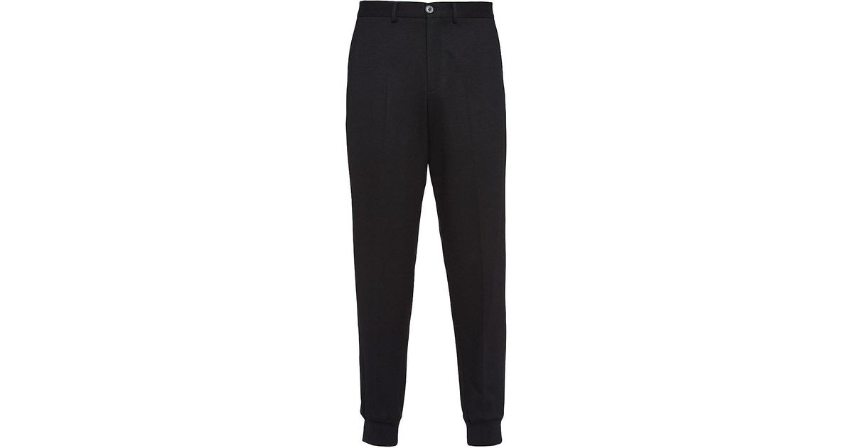 Prada Wool Joggers in Black for Men | Lyst