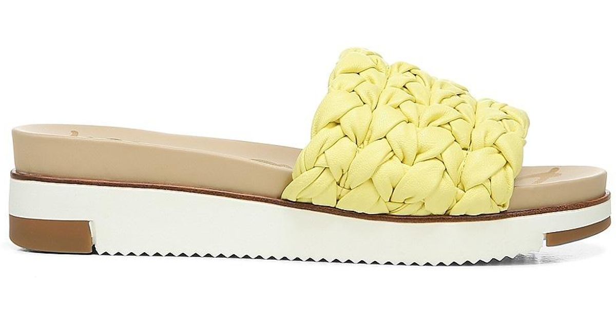 Sam Edelman Ainslie Braided Slide Sandals in Yellow Lyst