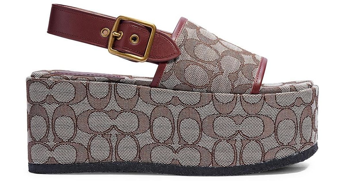 coach signature jacquard platform slingback sandals