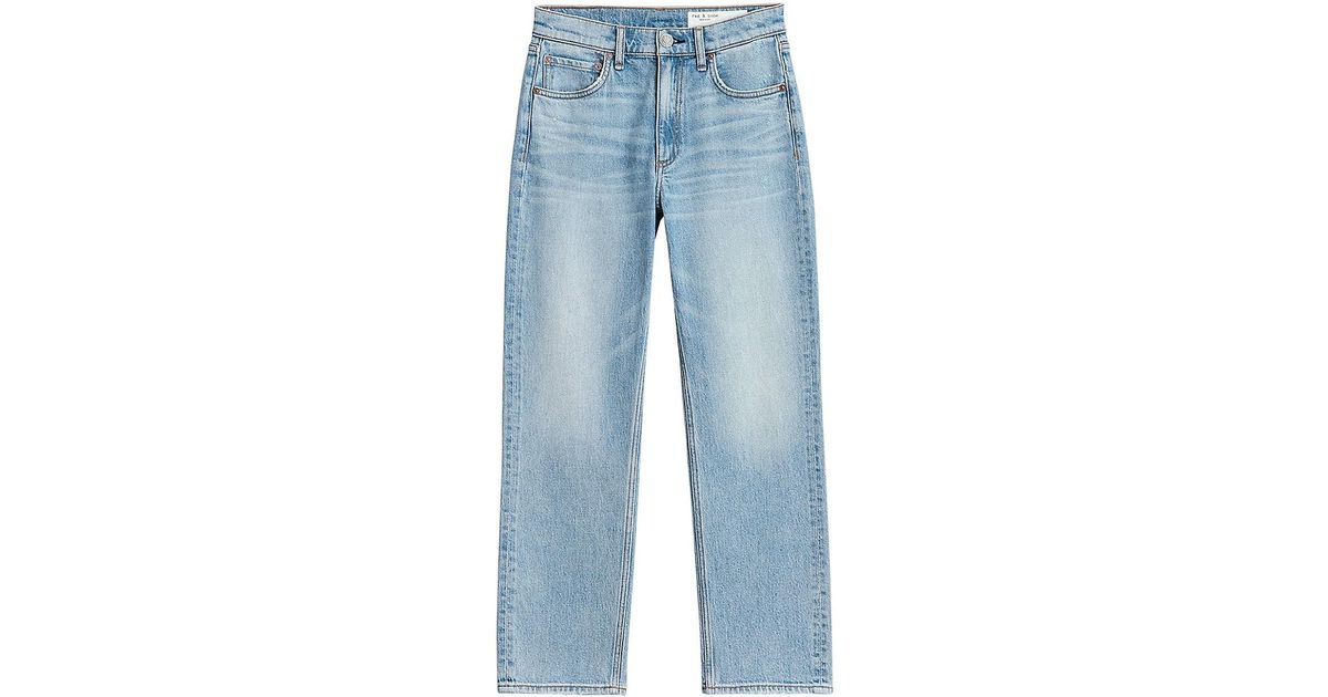 Rag & Bone Harlow Straight Mid-rise Cropped Jeans in Blue | Lyst
