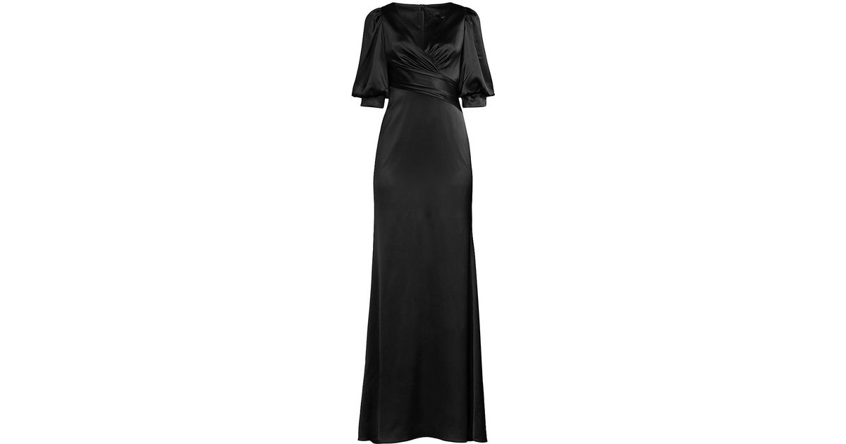 Aidan Mattox Puff-sleeve Satin Gown in 