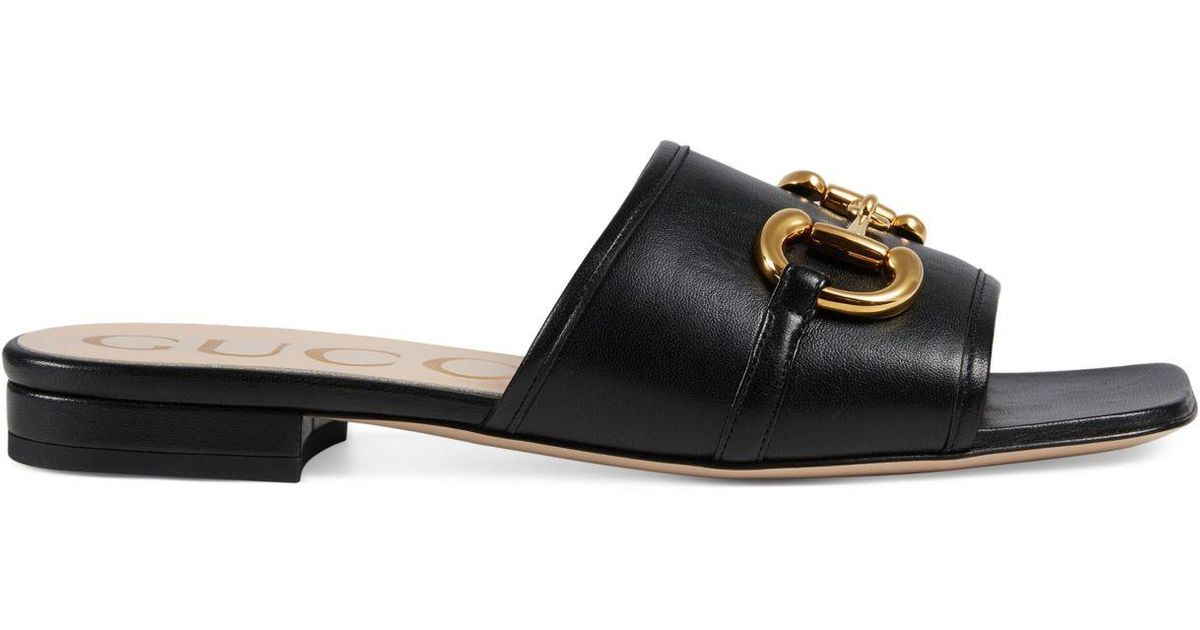gucci leather heeled slides
