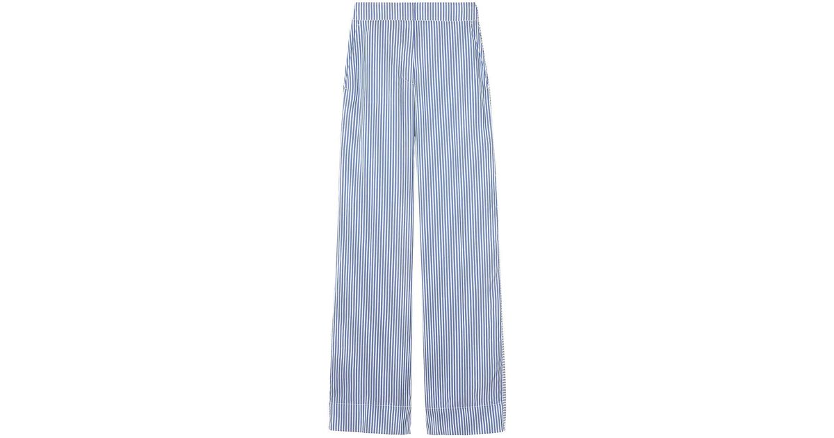Burberry Mela Striped Wide-leg Pants in Blue | Lyst