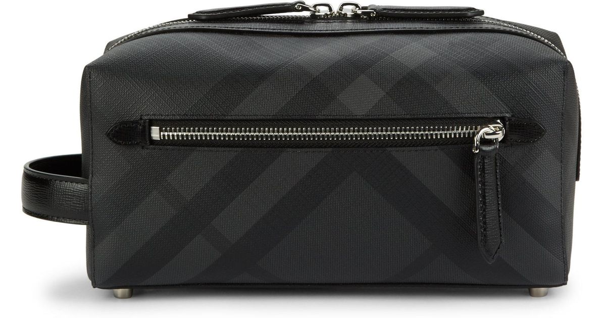 Burberry Check Dopp Kit in Charcoal 