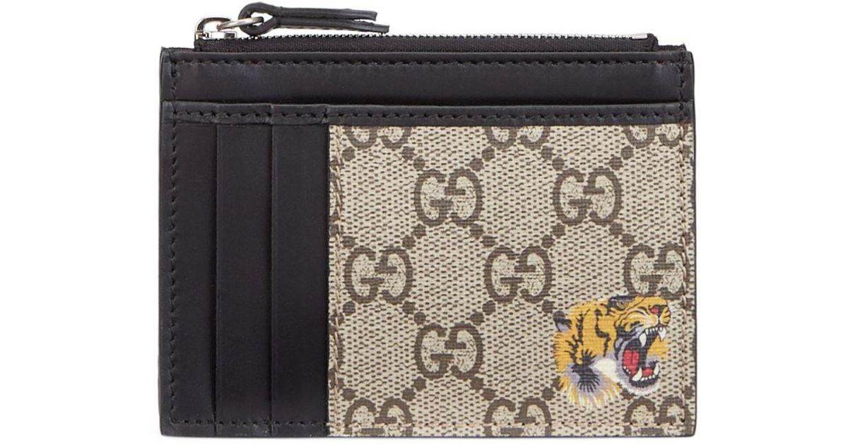 Gucci Canvas GG Supreme Tiger Print Zip Wallet for Men Lyst