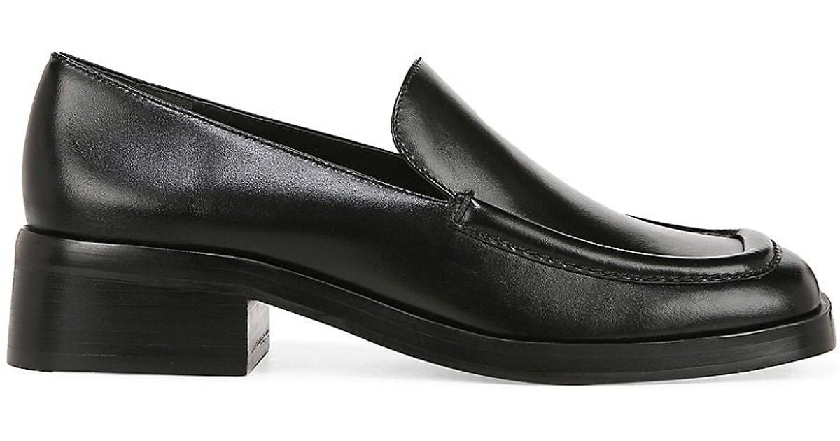 Vince Doris 41mm Leather Stackedheel Loafers in Black Lyst