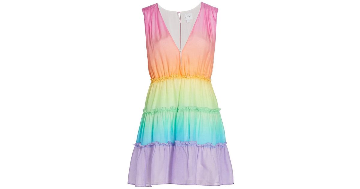 Cami NYC Egle Rainbow Silk Mini Dress Lyst