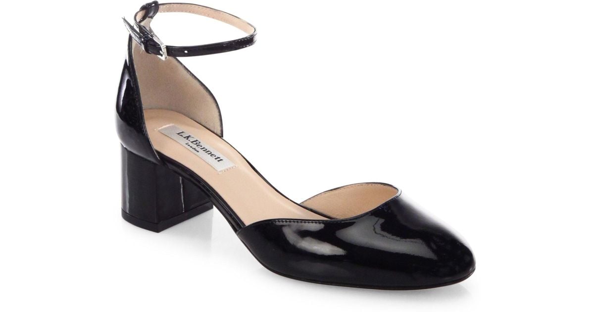 L K Bennett Andrea Patent Leather D Orsay Ankle Strap Pumps In