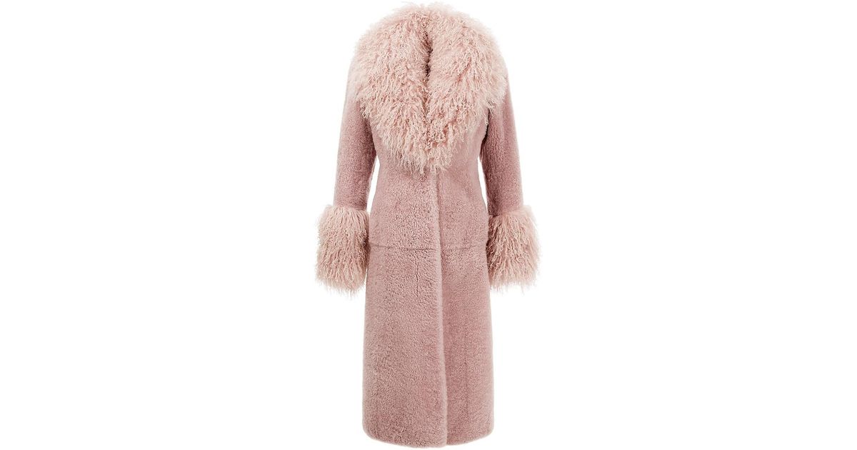 Gorski Cashmere Goat Coat With Mongolian Goat in Pink | Lyst