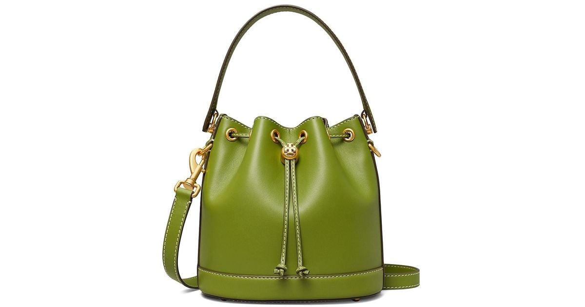 Tory Burch Leather Bucket Bag in Green Lyst