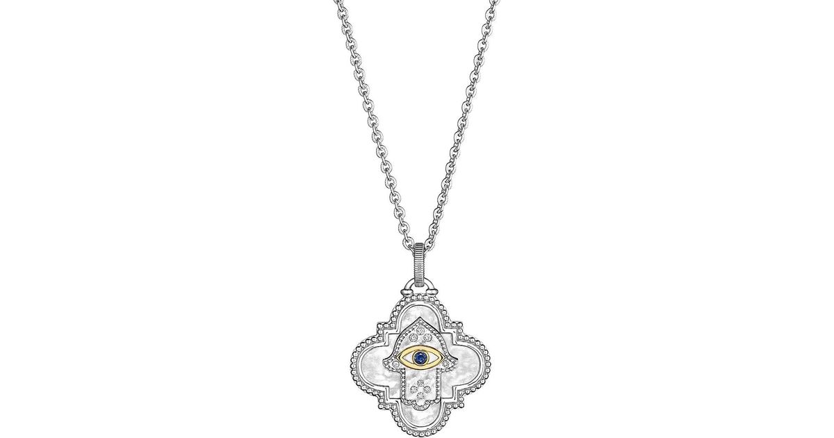 Judith Ripka Little Luxuries Quatrefoil Hamsa Medallion Sterling Silver