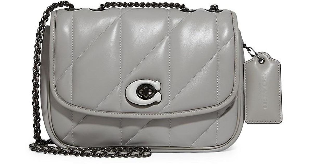 COACH Madison Quilted Pillow Leather Shoulder Bag in Gray Lyst