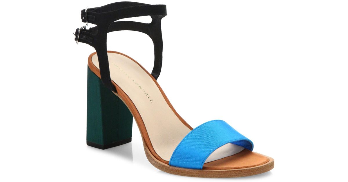 color block heel sandals