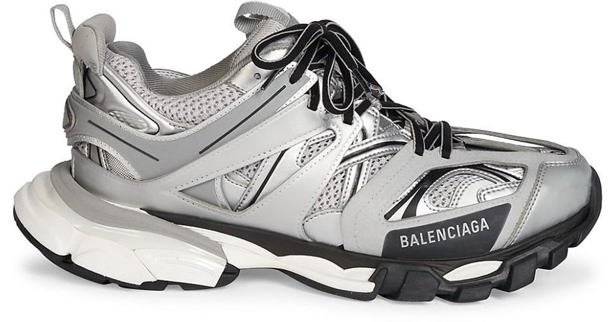 Balenciaga Synthetic Track Nylon And Mesh Mid-top Trainers in Silver ...
