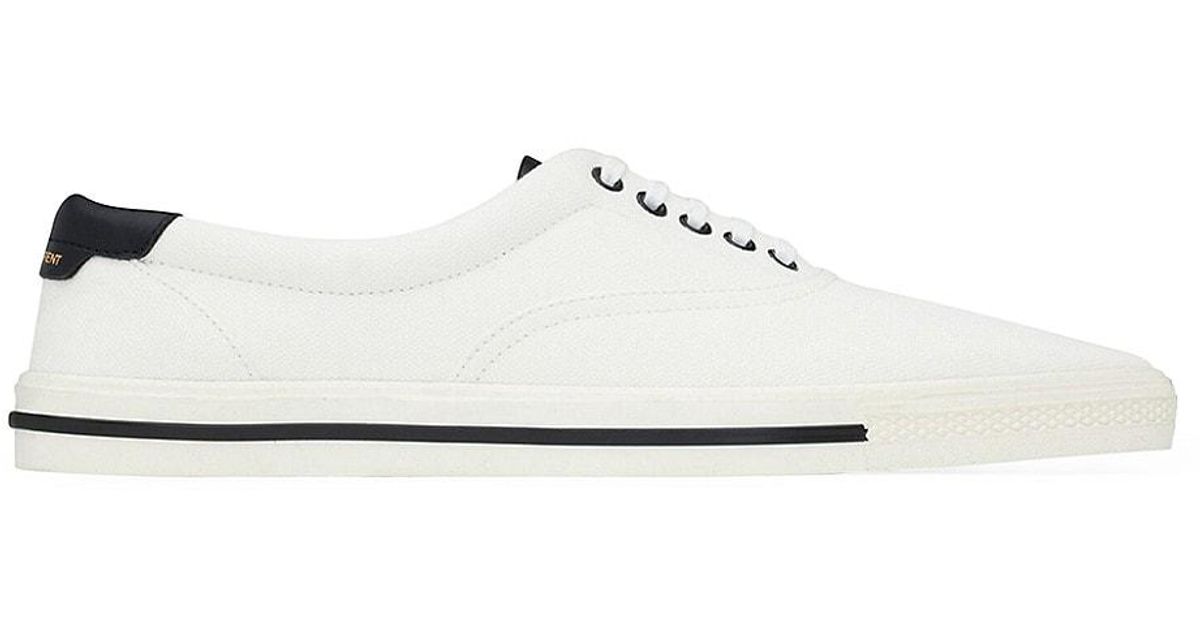 Saint Laurent Club Low Top Sneakers In Canvas And Leather in White for ...