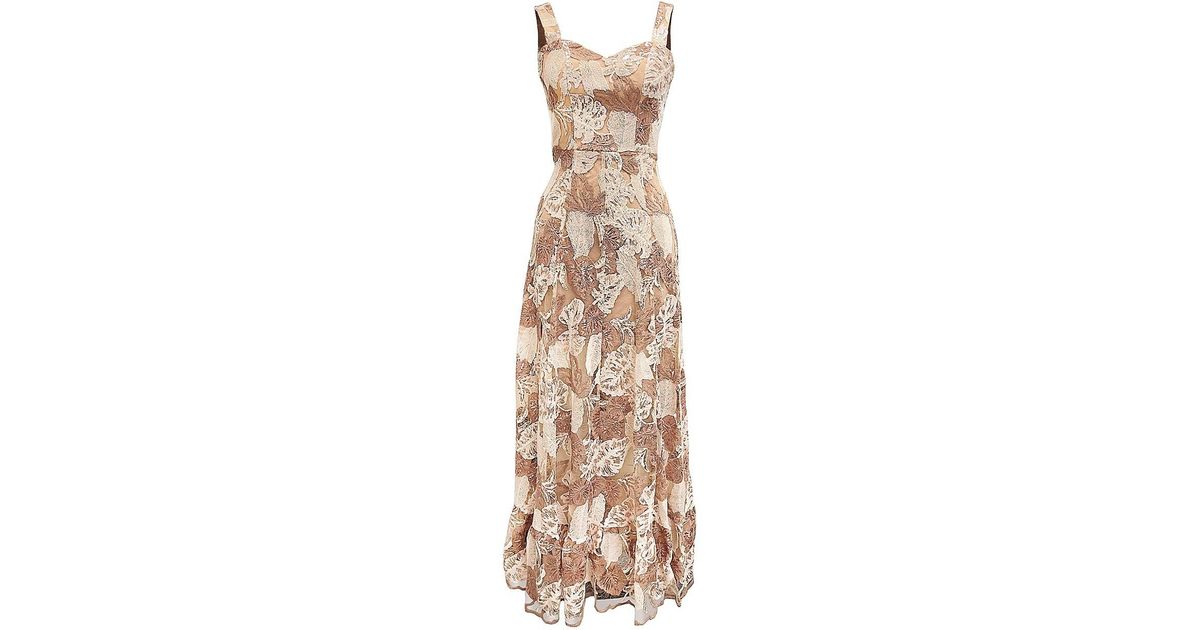 Dress the Population Anabel Maxi Dress in Natural | Lyst