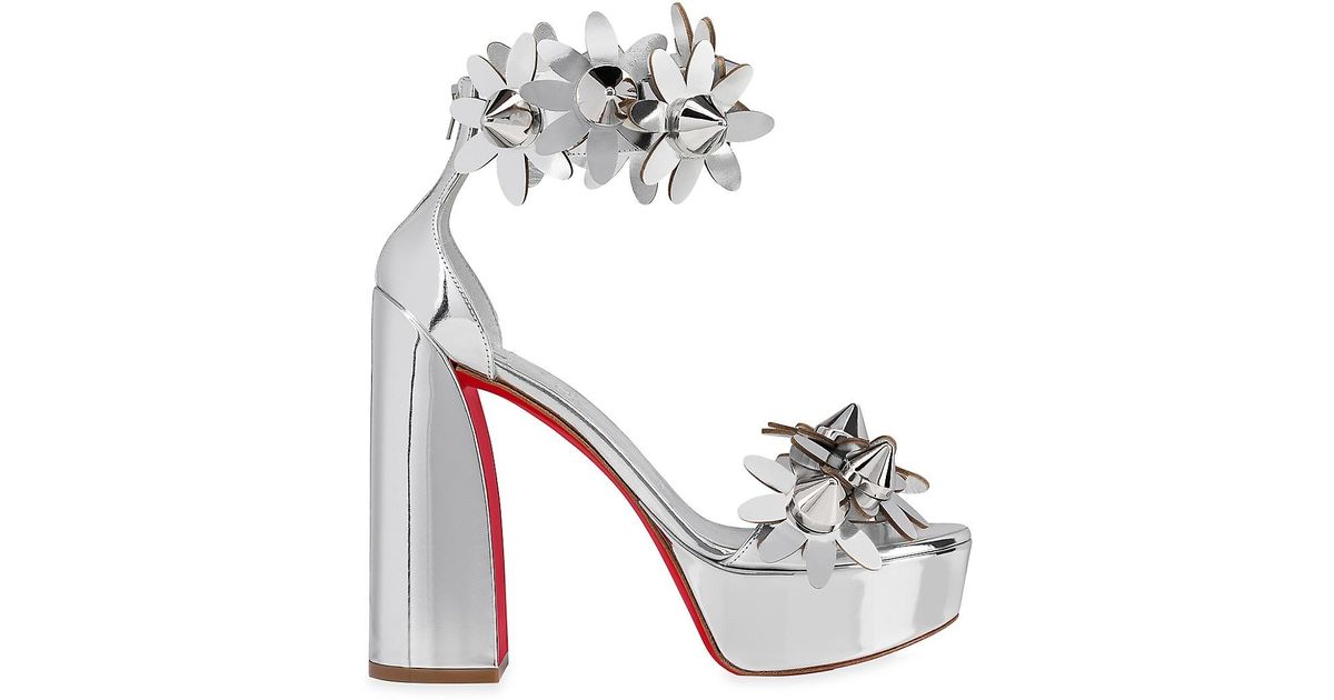 Christian Louboutin Daisy Spike 130 Alta Leather Sandals in Silver (Metallic) | Lyst