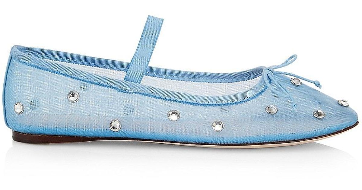 Loeffler Randall Leonie Crystal Mesh Ballet Flats in Blue | Lyst