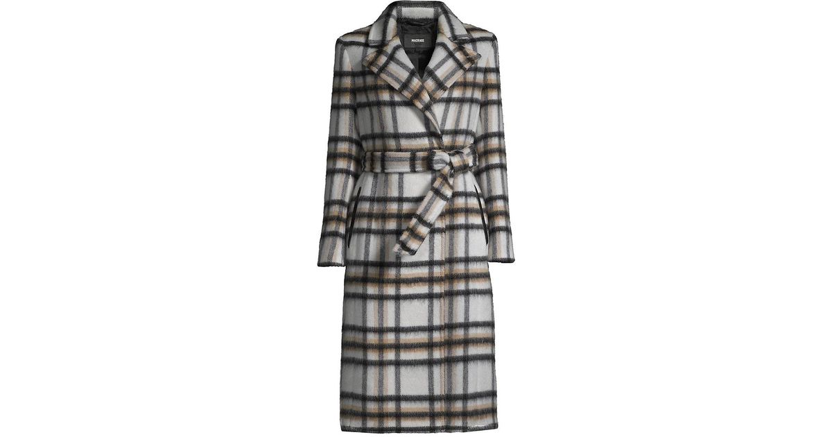 Mackage Sienna Plaid Wool-blend Coat in Gray | Lyst