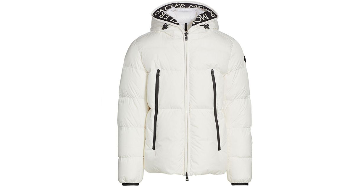 Moncler Synthetic Logo Down Puffer Jacket in White for Men - Lyst