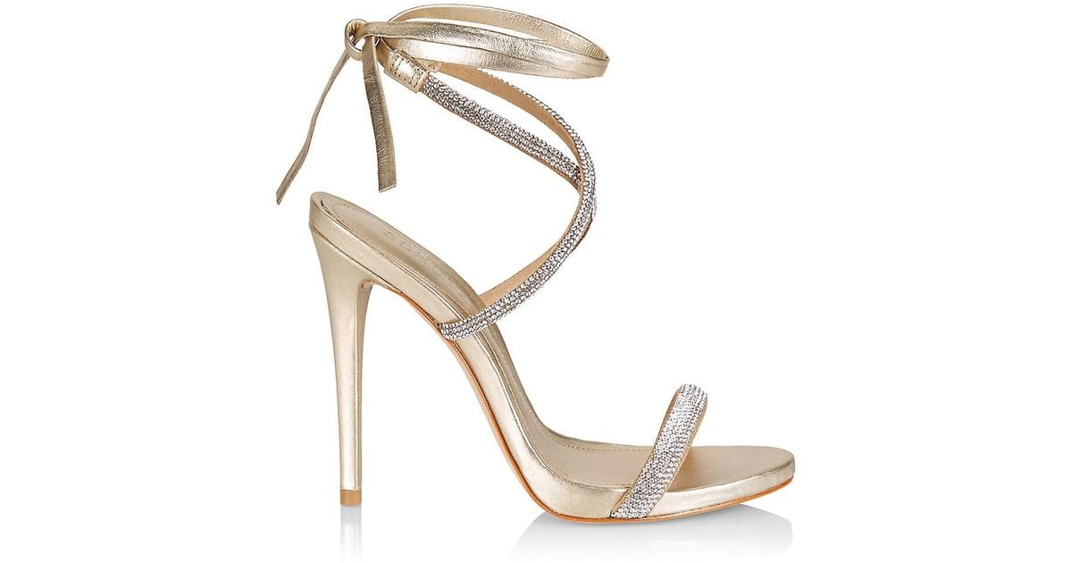 Schutz Synthetic Cloe Crystal-embellished Lace-up Sandals in Metallic | Lyst