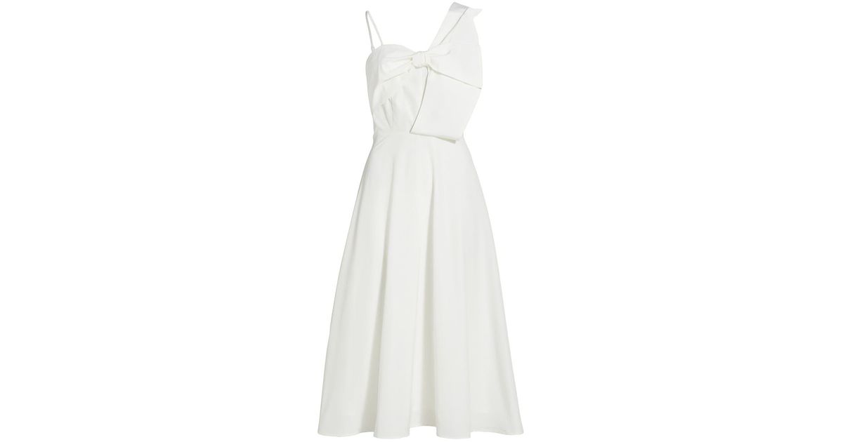 Elie Tahari The Emily Bow Midi Dress in White | Lyst