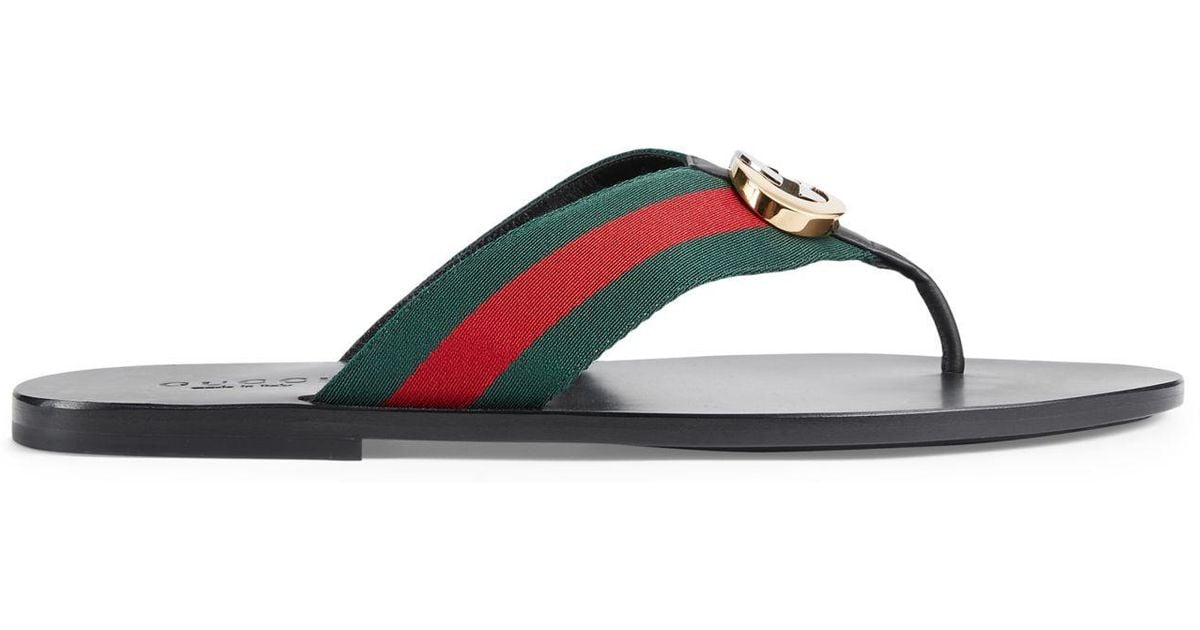 gucci kika canvas thong sandals
