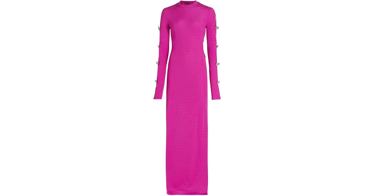 Mach & Mach Long-sleeve Maxi Dress in Pink | Lyst