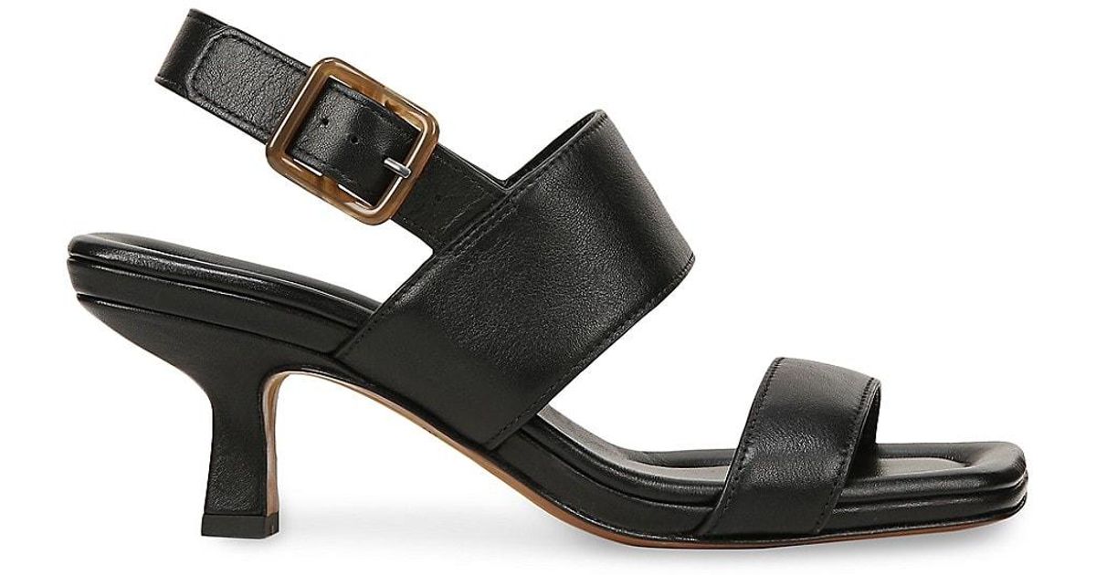 Vince Cira 54mm Leather Kitten-heel Sandals in Black | Lyst