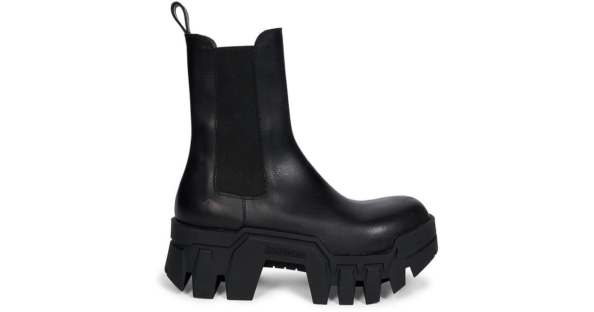 Balenciaga Bulldozer Leather Platform Chelsea Boots in Black | Lyst