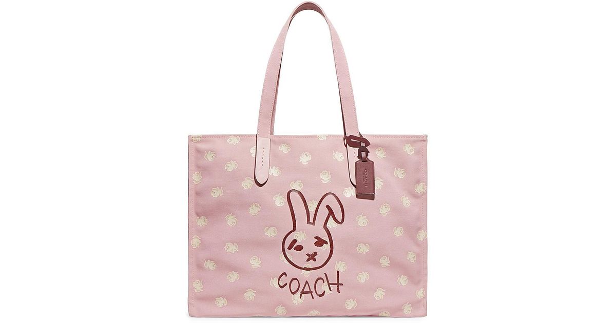 COACH Bunny Graphic Tote Bag in Pink | Lyst